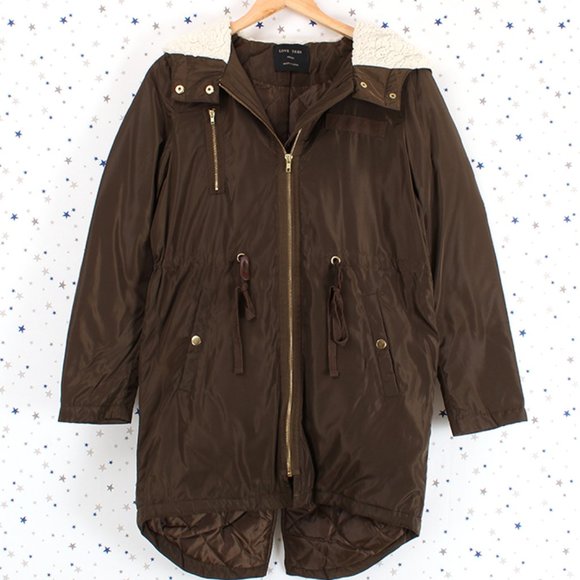 Fur Lined Hood Long Padded Zip Up Jacket Olive - Picture 7 of 9